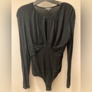 Bebe Black Long-Sleeve Bodysuit